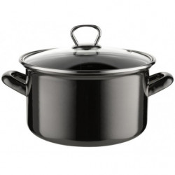 Hrniec smaltovaný s pokievkou METALICO čierny 20 cm 3,3 l