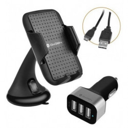 Auto SET GoGEN 3v1, držiak na mobil+autonabíjačka+mikro USB kábel 1,2 m (GOGGSMCARKIT01)